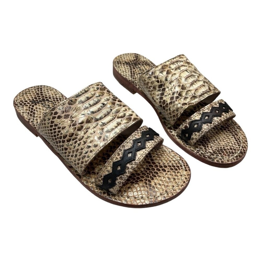 Free People Sandal Leather Snake Print Saturday Slip On Size 6